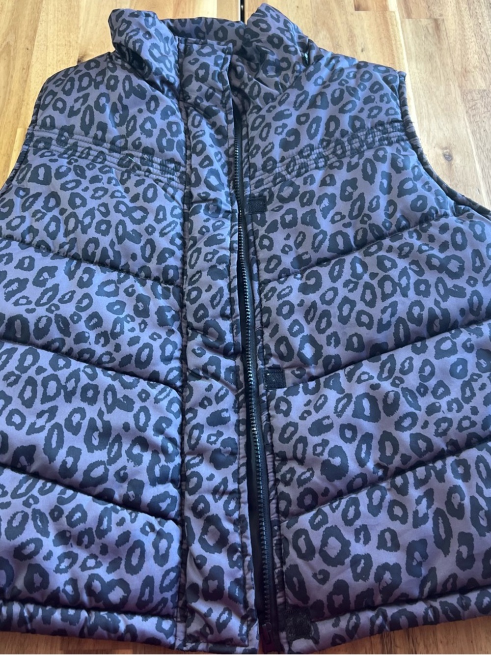 Black Lipstick Leopard Print Puffer Vest Women’s XL Quilted Edgy Jacket